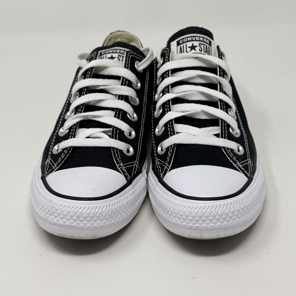 Converse All Star Sneakers Womens 7 Black Canvas Low Top Preppy Grunge Shoes - Picture 6 of 16